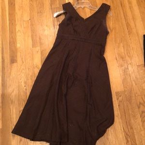 Brown Eyelet Vneck Dress